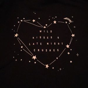 black printed crew neck sweater